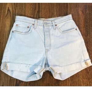 Levi's 501 Light Wash Cuffed Denim Shorts 28 Button Fly Festival